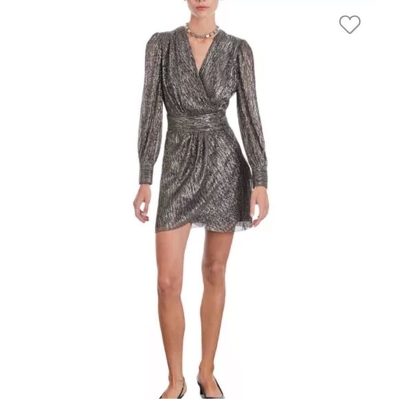 $415 The Kooples Metallic Pleated Mini Dress NWT - Picture 1 of 10